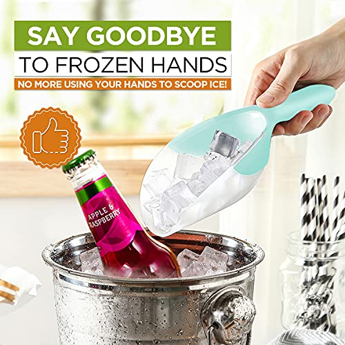 Spring Chef Magnetic Ice Scoop for Freezer, BPA-Free Food Scooper, Mint | Flexi-Plastic Popcorn Scoop with Soft Grip Handle - Dishwasher Safe Ice Scooper - Food Scooper for Flour, Grains, Pet Food - color: Mint