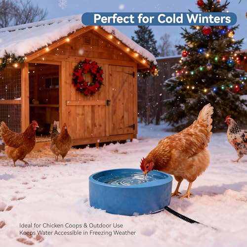 Heated Water Bowl for Chicken, Large Capacity 125OZ Poultry Water Heater for Hens Turkey Goose Duck Pigeon Poultry Birds Drinker in Winter, Chicken Coop Accessories No More Frozen Water