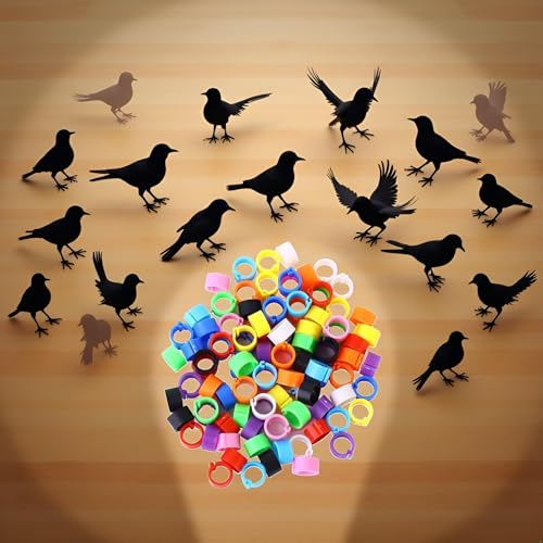 100 Pcs Multicolor Poultry Leg Rings, 10 Colors Poultry Foot Rings Bird Identification Leg Bands Clip-on for Birds, Ducks, Chickens (Diameter 8 MM)