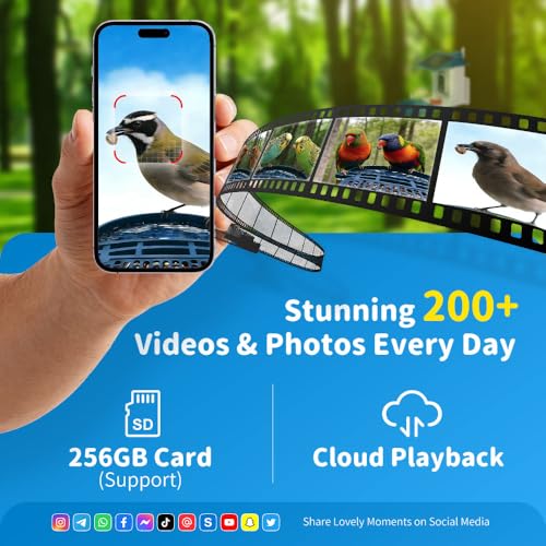 Bird Feeder with Camera, 4K UHD AI Video Bird Feeder Camera, Solar Powered Smart Bird Feeder with Camera for Outside, Instant Arrival Alerts, 3-in-1 Design, Ideal Gifts for Bird Lovers, Blue - color: Blue