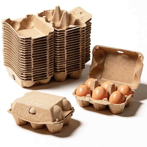20 Pack Egg Cartons Cheap Bulk, 6 Count Egg Storage Containers Holder, Sturdy Natural Pulp Material Perfect for Storing Extra Eggs - color: 6 Count, 20 Pack