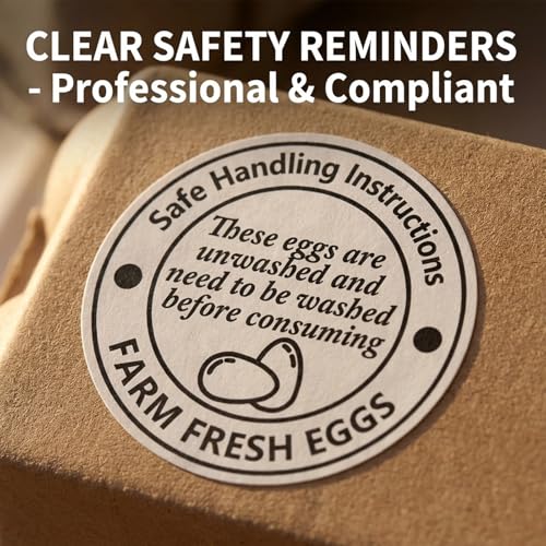 500Pcs 2 inch Egg Carton Stickers, Egg Stamps for Fresh Eggs Alternative, Farm Stand Supplies Handling Labels, Self Adhesive Unwashed Sign Decals for Chicken Quail Packaging