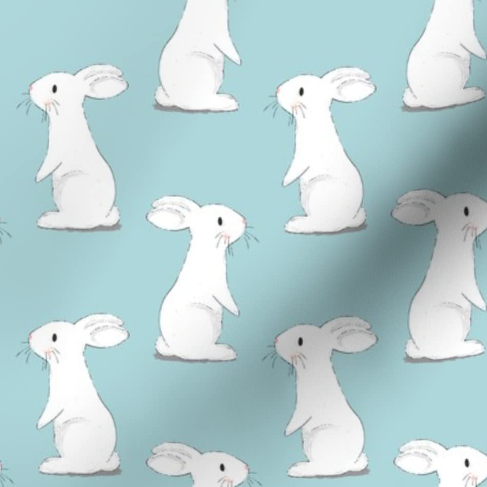 Spoonflower Fabric Bunny Rabbits Small Scale Blue on Petal Signature Cotton | Fat Quarter | Easter Bunnies Eggs Decor Print | Use for Sewing Quilting Apparel Home Decor - size: Fat Quarter