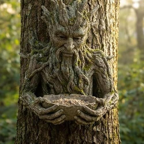 Tree Bird Feeder | Decorative Bird Feeding Garden Sculpture | Sparrow Feeding Station | for Outdoor Garden Backyard Patio Yard Porch