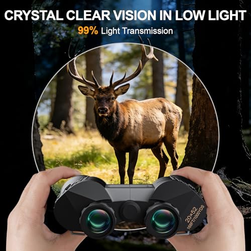 20x52 High Powered Binoculars for Adults | Large Wide View for Bird Watching; Rugged Rubber Armor for Comfortable Use; Clear with BAK4&FMC for Hunting Cruise Ship
