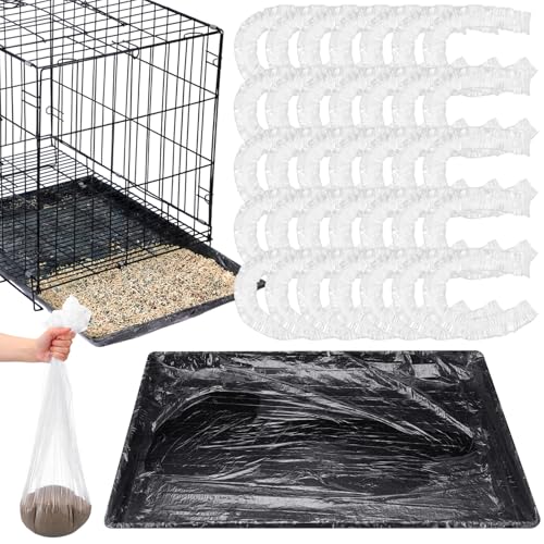 100 Pcs Large Disposable Bird Cage Liners Bulk 34'' x 22'' Elastic Plastic Small Animal Birds Cage Tray Liners Waterproof Universal Film Bird Accessories for Cockatiels Finches Canaries