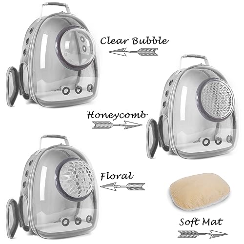 Bubble Cat Carrier Backpack, Transparent Pet Carrier Backpack for Small Puppy and Bunny, Space Capsule Bubble Cat Backpack Carrier, Airline Approved - color: Grey