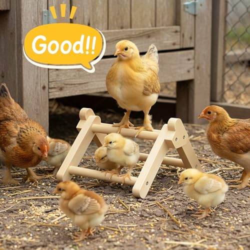 INNOALND Chick Perch Foldable, Chick Toys Stable & No Assemble | Baby Chick Toys for Stand Training, 8.27" × 7.68" × 4.92" Roosting Perch for Chicks Brooder | Coop (S) - size: 8.27" × 7.68" × 4.92"