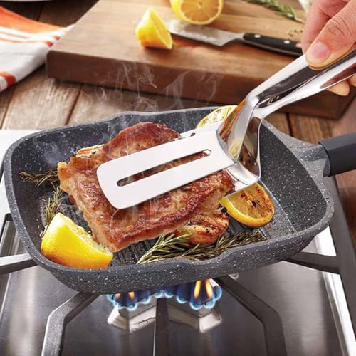 Kitchen Spatula Set of 2, Black Nylon Egg Flipper Turner- Pancake Spatula Stainless Steel, Dishwasher Safe, 2-Piece Multipurpose for Cooking, Breakfast and BBQ (2, Black and Silver)