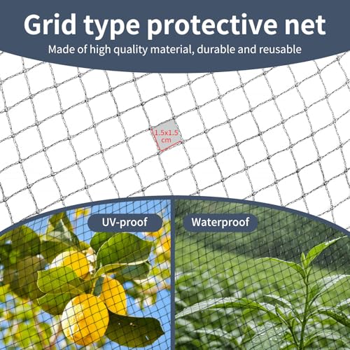 Garden Netting,7.5ft x 65ft Black Bird Netting Heavy Duty,Rabbit,Squirrels,Anti Birds,Larger Bees,Deer,Chicken,Cardinals，Animal Fencing for Fruit Tree & Vegetable Garden - size: 7.5ft x 65ft