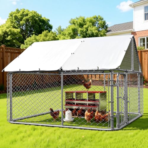 Chicken Coop Cover Waterproof, 11.7x6.7ft Tarp for Walk-in Chicken Run,2pcs | 2pcs, 420D Oxford Fabric, UV Resistant, Ball Bungees Included, Tool-free Installation, Fits Walk-in Chicken Coops
