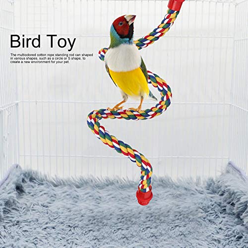 Bird Rope Perch, Colorful Bendable Chewable Cotton Ropes Perch Stand for Parrot Budgie Parakeet Cockatiel Conure Lovebird Finch Canary (S)