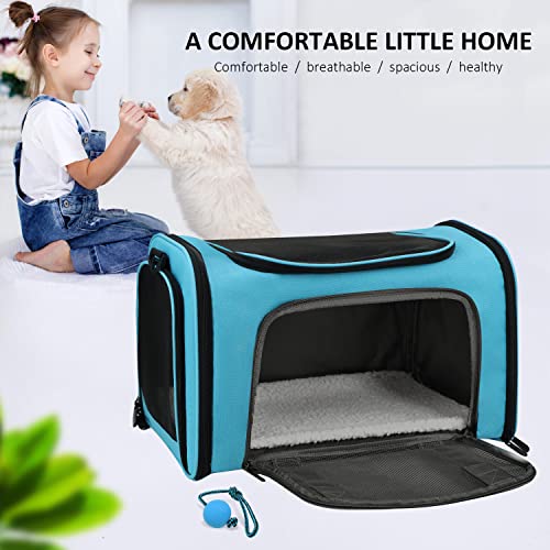 Henkelion Large Cat Carriers Dog Carrier Pet Carrier for Large Cats Dogs Puppies up to 25Lbs, Big Dog Carrier Soft Sided, Collapsible Travel Puppy Carrier - Large - Blue - color: Blue, size: 20.0"L x 13.0"W x 13.0"H