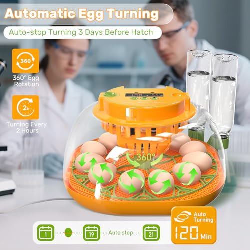 Incubators for Hatching Eggs, 12 Egg Incubator with Automatic Egg Turning and Humidity Control, Egg Candler, Auto Water Replenishment, Air Vent, for Hatching Chicken Duck Quail Goose Eggs