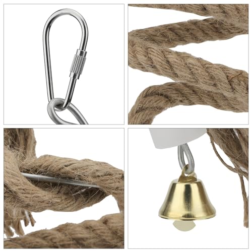 Hypeety Bird Rope Perch Spiral Parrot Perch Toy Stainless Steel Bird Rope Swing Perch Parrot Climbing String Rope Toy Bird Cage Accessories for Cockatiels, Parakeets, Budgie, Parrots, Parakeets 59inch