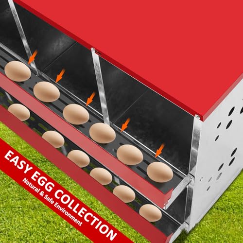 VINGLI Chicken Nesting Boxes, 6 Compartment Nesting Boxes for Chickens and Hens Roll-Out with Plastic Baskets, Chicken Coop Laying Boxes (6 Grids) - size: 6 Grids