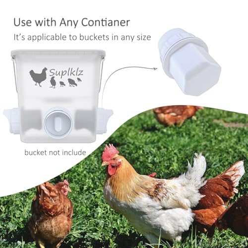 DIY Chicken Feeder Ports Rain Proof Gravity Feed Kits for Buckets, Bins, Troughs and More, 8 Ports - size: 8 port with holesaw