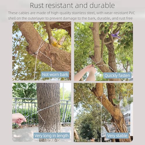 4 Pcs 59 Inch Premium Metal Planter Hangers，Bird Feeder Cable for Tree with Carabiner Clip，Bird House Hanging Hook and Chain Wire for Bird Feeders and Birdhouses，Baths，Baskets，Suet，Outdoor Camping