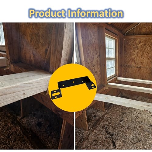 【2 Pack】 Heavy Duty Iron Chicken Coop Roost Bar Brackets, Solid Steel Poultry Perch Mount Holders for 1.4x4 Flat Lumber, Strong Roosting Bar Support for Chicken Coops & Turkey Houses - size: 40in