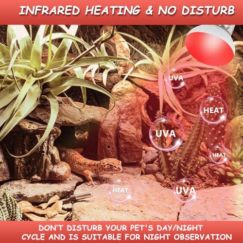 LUCKY HERP Infrared Heat Lamp, 40W Reptile Heat Lamp 2 Pack Red Heat Lamp Bulbs, Infrared Basking Spot Heat Light Bulb, Amphibians Heat Lamp Bulbs for Reptile, Geckos, Snakes, Lizard, Turtle - color: 40-r
