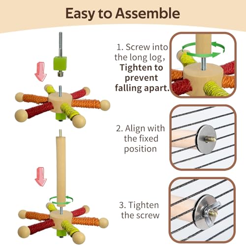 Rotating Bird Perch Toy, Spinning Bird Cage Accessories Stand for Parakeet - color: Yellow