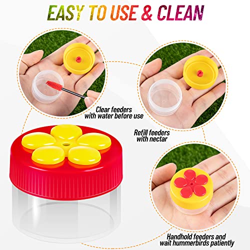 Hand Hummingbird Feeder, 4Pcs Mini Flower Hand Held Hummingbird Feeder with 4Pcs Cleaning Brush, Window Humming Wild Bird Feeders for Outdoor Supplies