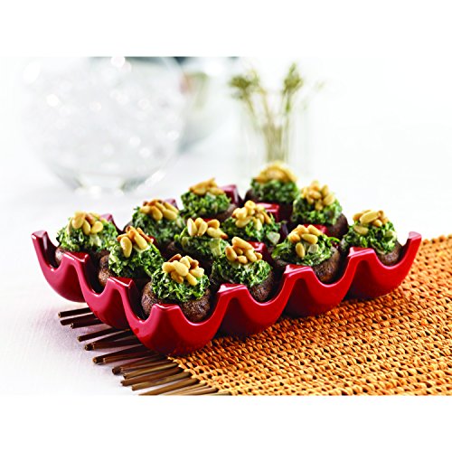 Rachael Ray Serveware Sittin’ Pretty 12-Cup Stoneware Egg Tray, Red - color: Red