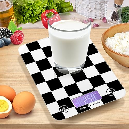 Food Scale Kitchen Scale Food Scales Digital Weight Grams and Ounces Small Electronic Food Scale for Baking Cooking Checkered Black White - color: Checkered Black White