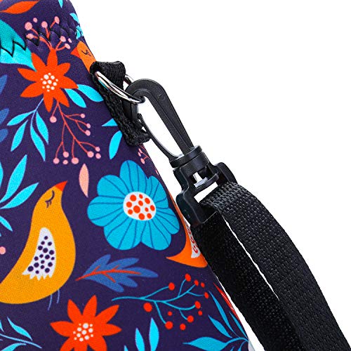 AMARY 500ML Neoprene Water Bottle Carrier Bag with Adjustable Shoulder Strap,Insulated Water Bottle Cover for Stainless Steel/Glass/Plastic Bottles 16.9OZ (Birds) - color: Birds