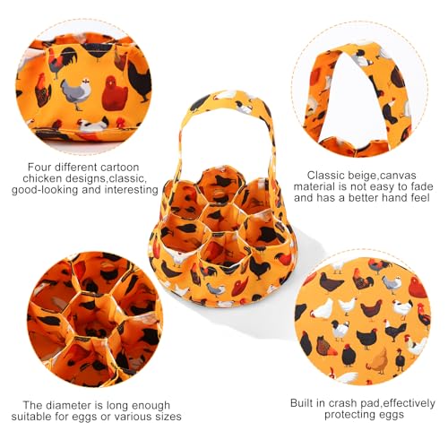 Egg Collecting Basket, Egg Basket for Gathering with 7 Pouches - style: Yellow Black Chicken