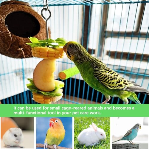 2pcs Bird Cage Food Holder with Hook Parrot Fruit Skewers Stainless Steel Birds Treats Skewer Foraging Toys for Macaw Parakeet Parrot Budgie