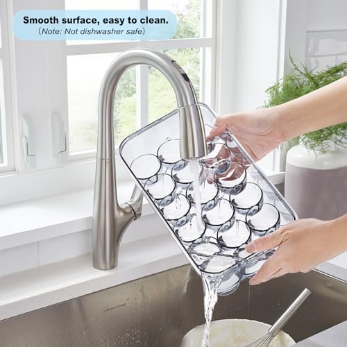 BSTKEY Egg Holder for Refrigerator, Egg Container with Time Scale, Egg Holder with Lid for Kitchen Storage, Stackable Tray for 18 Eggs - size: Hold 18 eggs