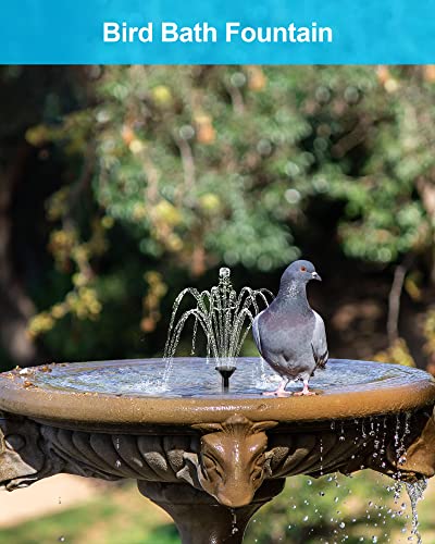 Biling Solar Fountain Water Pump Outdoor with Tubing for Pond BirdBath | Solar Bird Bath Fountain with Dry-Run Protection, 5 Nozzles for Garden, Backyard, Fish Tank,Water Features - size: 1.5W