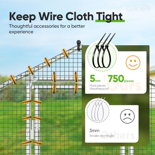 Quictent Large Metal Chicken Coop Run Upgraded Reinforced Hardware Cloth | Premium Galvanized Metal Tube, Walk-in Poultry Cage for Outdoor Yard Farm, Waterproof Cover, 19.7x9.8x6.6FT - size: 19.7x9.8FT