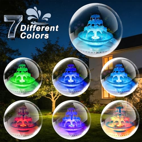 Yeomi 3-Tier Solar Fountain Pump with LED Lights, 24H Outdoor Water Feature, Detachable Design, Multi-Function Bird Bath Water Fountain for Garden Patio Yard Backyard Pond, 3.5W - color: Blue
