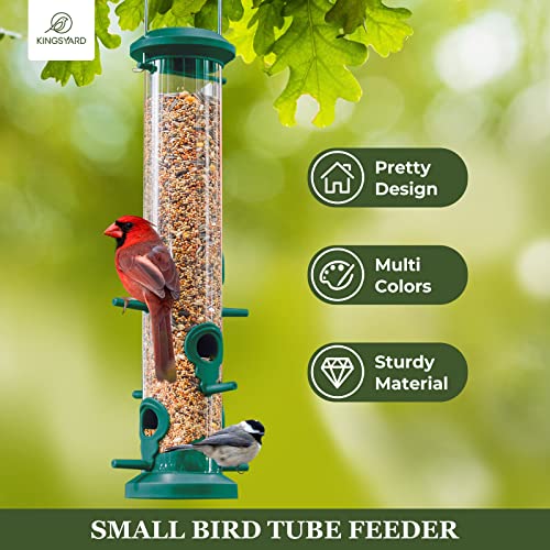 Kingsyard 2 Pack Tube Bird Feeders for Outdoors Hanging, Premium Hard Plastic Bird Feeder with 6 Feeding Ports, Weatherproof & Steel Hanger, Attracting for Wild Birds (Green) - color: Green