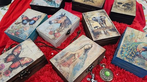 RK Collections Our Lady of Guadalupe Virgin Mother Mary Rosary Box. Vintage Woodem Prayer Box for Religious Gift. Trinket case Holder (6.5 x 4.25 x 2.25 inches) - style: Mother Mary/Lady of Guadalupe