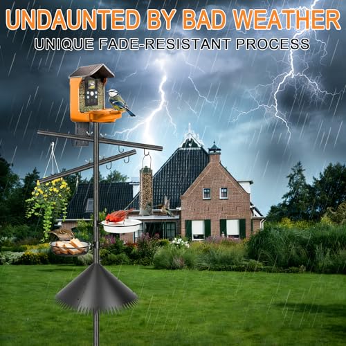 Bird Feeder Pole, 92 Inch Squirrel-Proof Bird Feeder Stand with 8 Hooks, Water Bowl and Mesh Tray, Adjustable Birdhouse Pole, Perfect for Outdoor Garden & Yard - color: Crossbar style