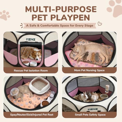Dog Cat Small Animal Puppy Playpen Crate with 2 Blankets, Medium, Pink | Portable Pet Pigs Bunny Cage Enclosure, Pop Up Dogs Cats Tent Kennel with Carrying Case, No Assembly, Camping Use - color: Blanket Pink, size: Medium (30"L x 30"W x 23"H)