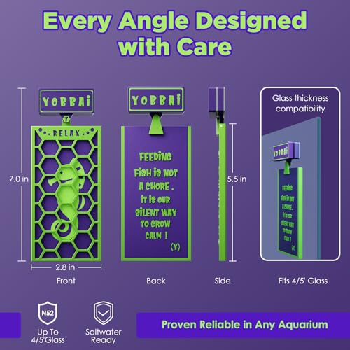 YOBBAI Magnetic Seaweed Feeder, Swinging Motion Nori Feeder, Seaweed Clip for Tangs Angels Freshwater and Shrimp Tanks (Green & Purple) - color: GREEN & PURPLE
