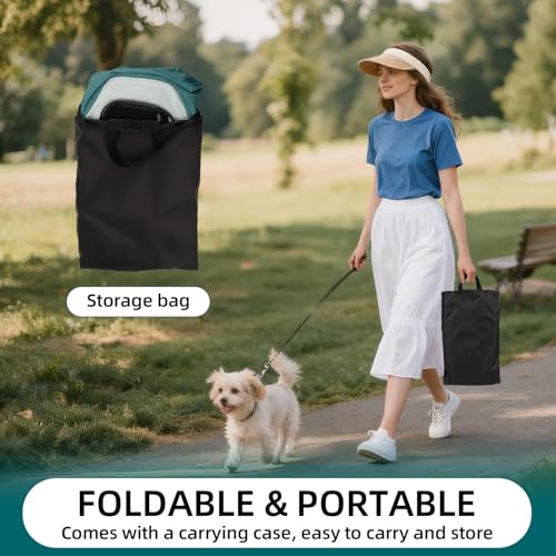 Foldable Portable Pet Playpen with Bowls,Indoor Outdoor Pet Enclosure Blue | Foldable lightweight pet tent with feeding bowls; indoor outdoor & travel camping use, fits dogs, cats, rabbits, chickens - color: blue