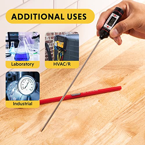 General Tools Digital Thermometer #DT310LAB, 8 Inch Extra Long Stainless Steel Probe, -58 to 302 degrees Fahrenheit (-50 to 150 degrees Celsius) Range with High and Low Alarms, Auto-Off