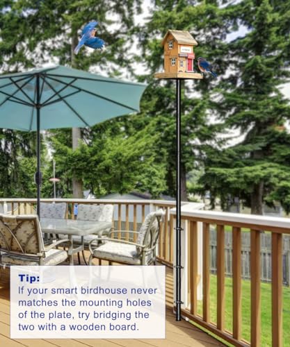 105 Inch Bird Feeder Pole Kit, Heavy Duty Bird House Pole Set for Deck Fence or Patio Railing, Adjustable Universal Mounting Post Kit for Outdoors, Matte Black, 1 Pack - size: Deck Fence 1pack