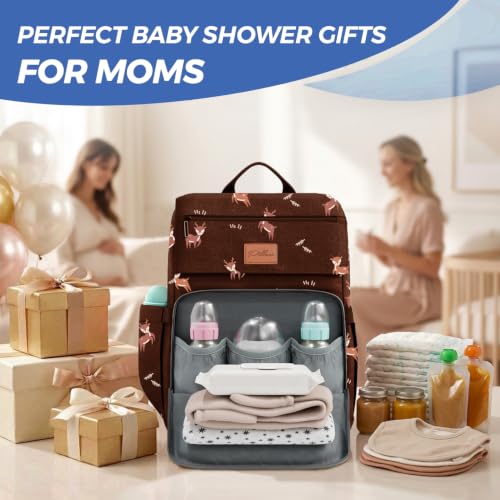 Baby Diaper Bag Backpack - Large Bag for Boys & Girls, Waterproof Diaper Backpack - Travel Diaper Bags w/Changing Pad, Baby Registry Search & Shower Gifts - Essentials Must Haves Newborn Stuff - color: J. Woodland Deer, style: Classic