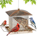 Bird Feeder, 3.5LB Large Capacity Bird Feeders for Outdoor Hanging | Heavy Duty Metal, Waterproof, Drain Holes, 4 Perches, Easy to Fill, Wild Birdfeeder, For Garden Yard Outside Backyard - size: Square, 3.5 pounds