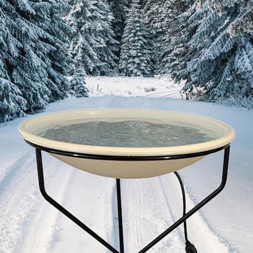BestNest Heated Bird Bath with Metal Stand and 25' Lock-N-Dry Cord – 20" Diameter, Thermostatically Controlled Heater for Winter Use, Outdoor Bird Bath with Safe Power Connection