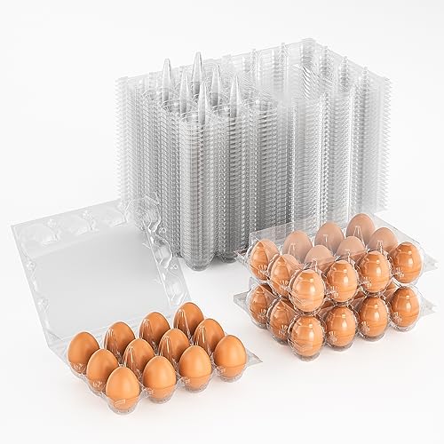 50 Pack Egg Cartons Cheap Bulk 12 Count Plastic Egg Containers 3x4 Grids | Reusable Bulk Egg Carton Clear Egg Holder for Home Ranch Farm Commercial Market Display Plastic Egg Contain for Craft Project - size: 50Pack-3x4 Grids