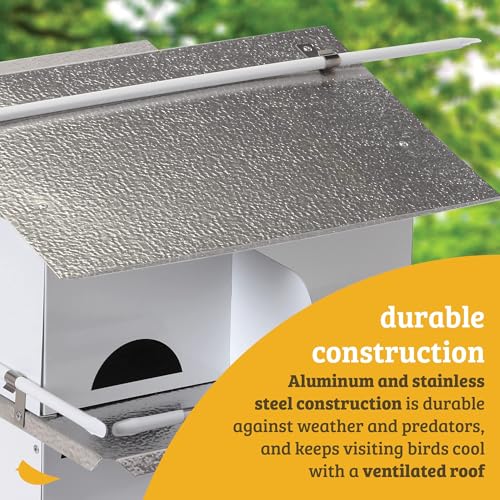 Birds Choice Premium Aluminum Purple Martin House – 8 Room, 2 Floor Birdhouse with Starling Resistant Entrance Holes, Ventilated Roof & Easy Cleaning, Unassembled | Starling Resistant Entrance Holes, Ventilated Roof, Easy Access for Cleaning, Ships Unasse