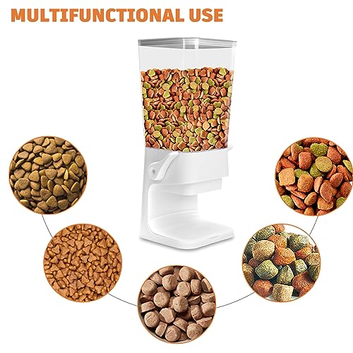 Dog Food Storage Container, 5-7 lb Pet Food Storage Containers, Downward-pressing Large Outlet Suitable for Dog, Cat, Bird Dispenser, White