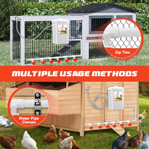 Automatic Chicken Waterer Float Controlled,3 Gallon Chicken Waterer | Dispenser with Hose Attachment,no waste， hanging chicken waterer， - size: 3 Gallon with hard tube